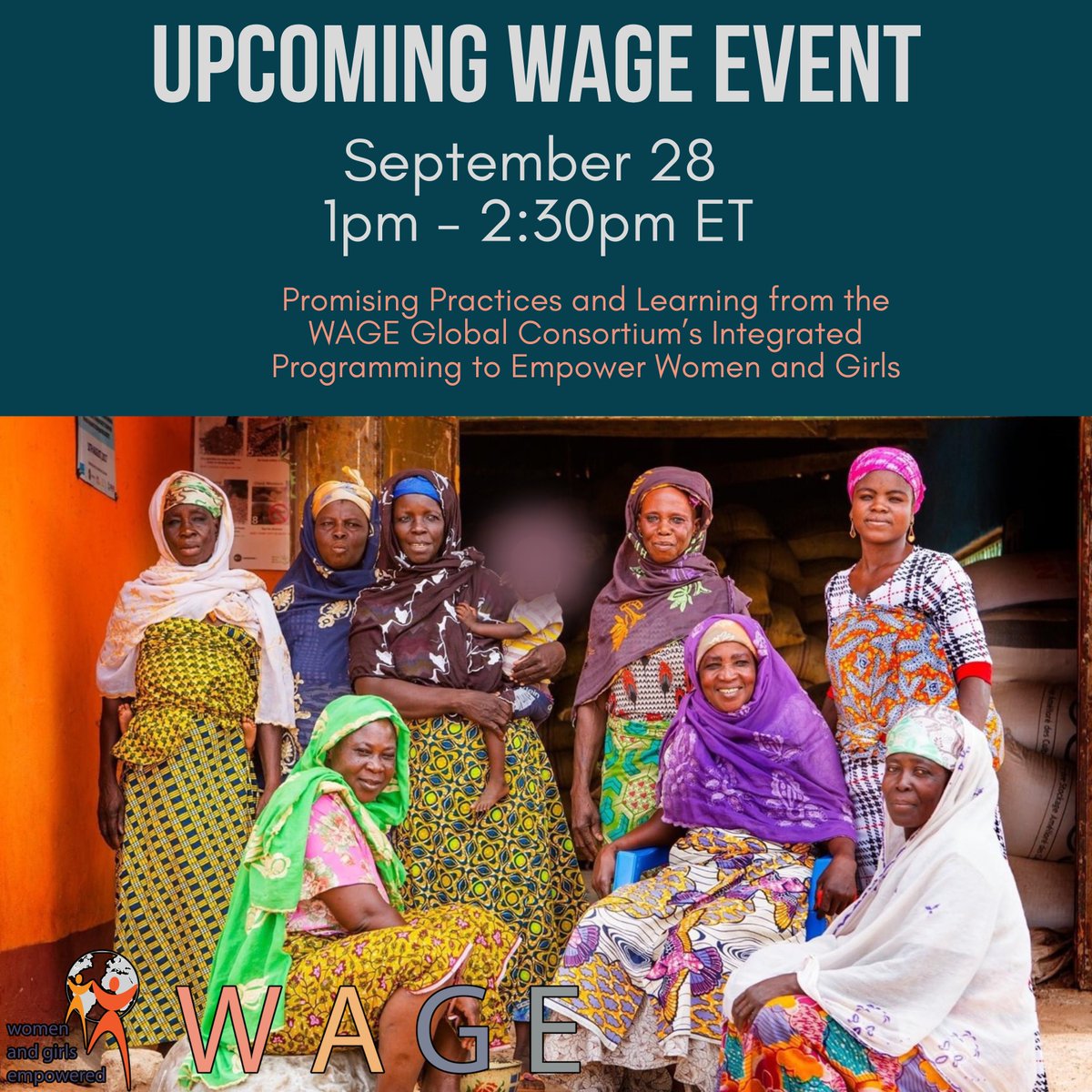 Women and Girls Empowered (@wageglobal) on Twitter photo Join us for WAGE Global Consortium's, <a href="/ABARuleofLaw/">ABA Rule of Law</a>, <a href="/SFCG_/">Search for Common Ground</a>, <a href="/GrameenFdn/">Grameen Foundation</a>, and <a href="/CIPEglobal/">Center for International Private Enterprise (CIPE)</a>, final event on September 28th where we share learnings from 6 years of implementation in over 15 countries worldwide! Learn more and register here: americanbar.zoom.us/webinar/regist… Join us for WAGE Global Consortium's, <a href="/ABARuleofLaw/">ABA Rule of Law</a>, <a href="/SFCG_/">Search for Common Ground</a>, <a href="/GrameenFdn/">Grameen Foundation</a>, and <a href="/CIPEglobal/">Center for International Private Enterprise (CIPE)</a>, final event on September 28th where we share learnings from 6 years of implementation in over 15 countries worldwide! Learn more and register here: americanbar.zoom.us/webinar/regist…