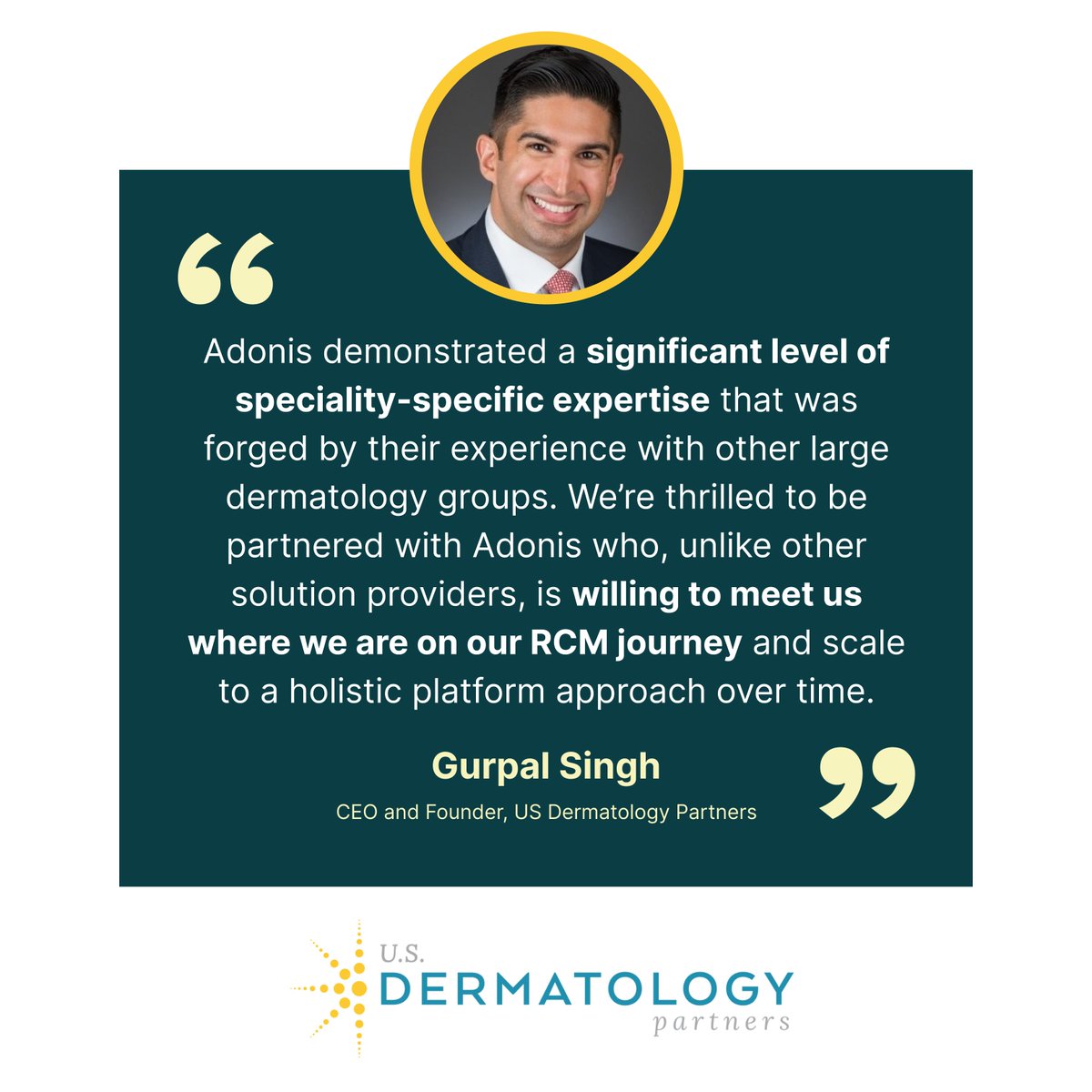 🚨For Adonis, our customers are always our top priority and we are honored each time a customer comes back with positive feedback... Here is a quick recap from our recent partnership announcement with U.S. Dermatology,