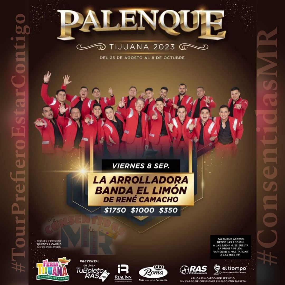 LasConsenMR's tweet photo. Hoy la @Arrolladora Banda el Limón llegá a Tijuana, Baja California Norte. 
¡Ven y Vive la Experiencia!
#TourPrefieroEstarContigo. 
@LasConsenMR @marcos_abl ❣️🍋🎶

Ya pueden disfrutar de su más reciente video "Te di" 👇🏻👇🏻
https://t.co/bMf6Ysr1Kx https://t.co/lks1YPNBdY