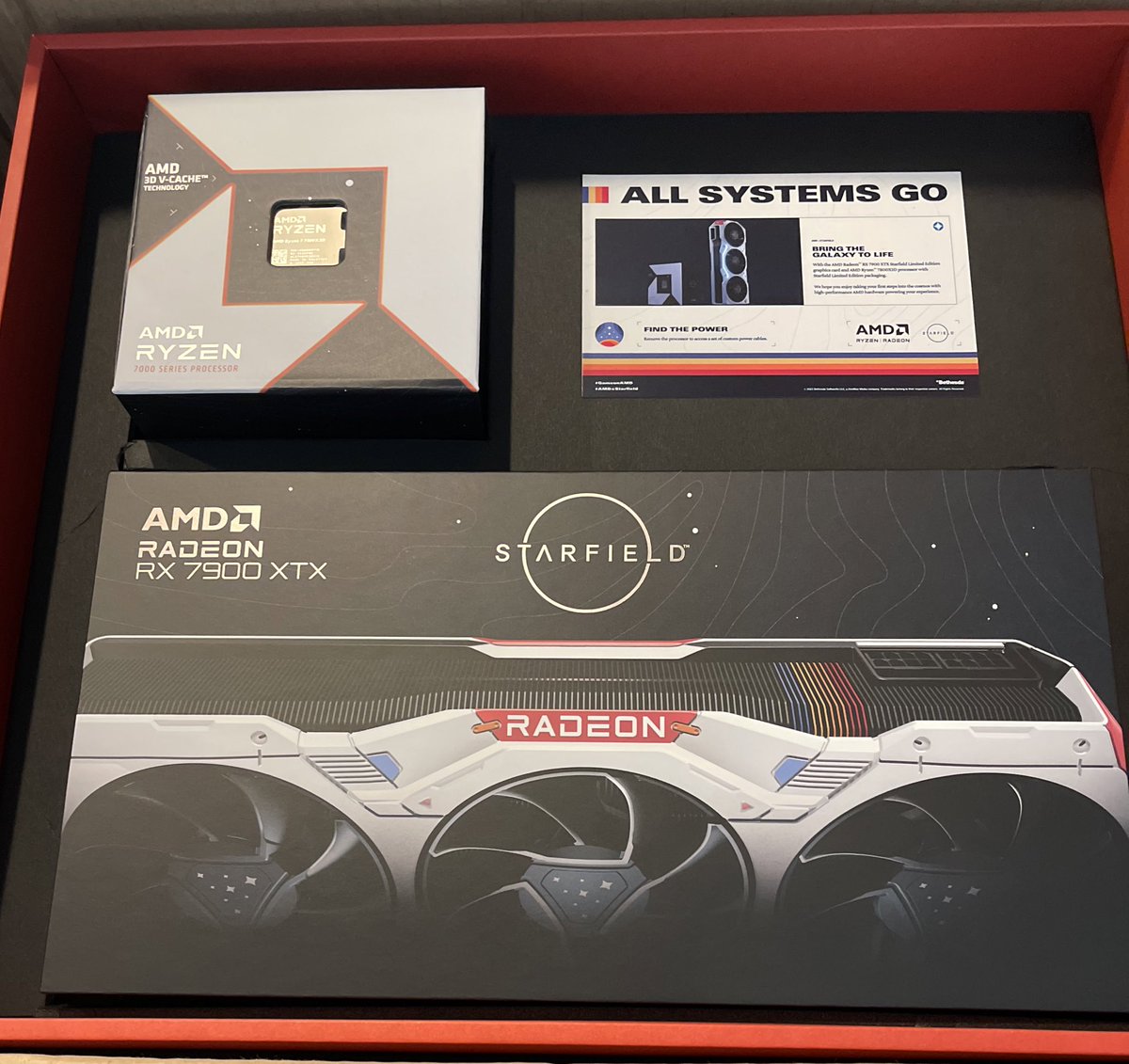 _brittneyraines's tweet image. I got gifted my own Limited Edition #AMDxStarfield RX 7900XTX GPU &amp;amp; a Ryzen 7800x3D Processor courtesy of AMD 😱  

These bad boys aren’t available to purchase and only 1/500 exist?! AMD partnered with me to give ONE away to you guys as well!

All you need to do to enter is: 
 ✅…