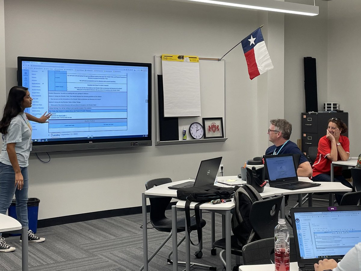 Reviewing lesson plans as a team with our science department for feedback. #CISDdaretolead #immslions