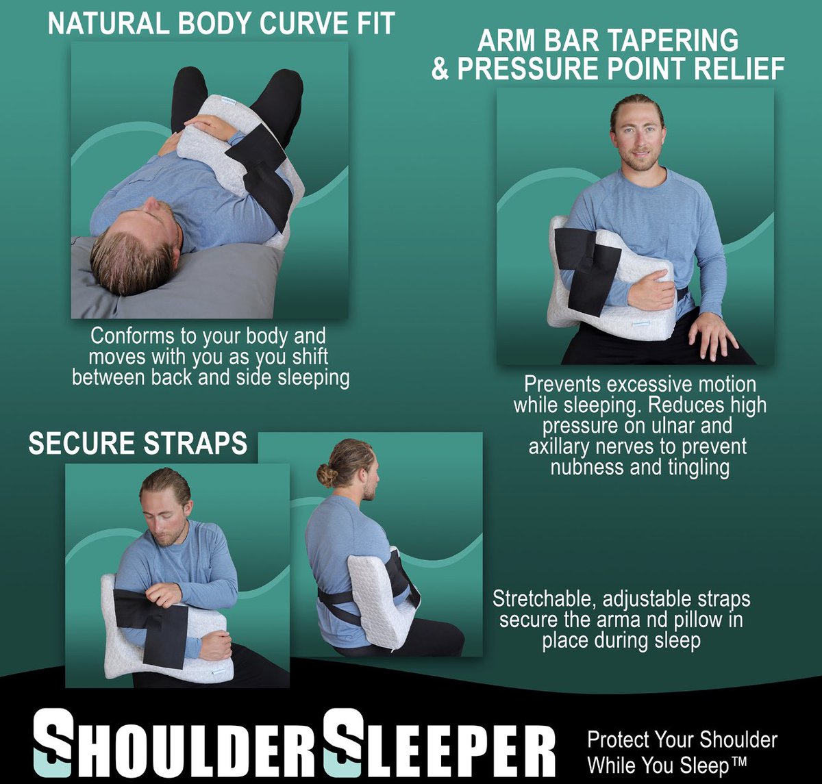 4 different key features of the Shoulder Sleeper pillow