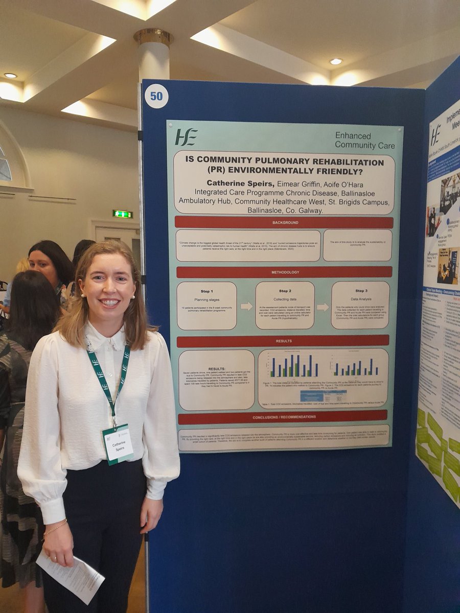 Delighted to have my poster displayed at the Enhancing Community Care Conference in Dublin Castle yesterday- Is community pulmonary rehabilitation environmentally friendly? #ecc #pulmonaryrehabilitation #sustainablehealthcare 
@CHO2west
