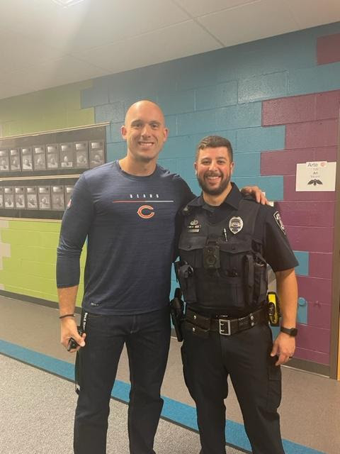 Proud of our partnership with the Roselle Police Department.  It takes everyone in a community to build and grow our youth and we are grateful for Officer Dalal who came by to build relationships with our students at RMS today #ProudToBeD12
