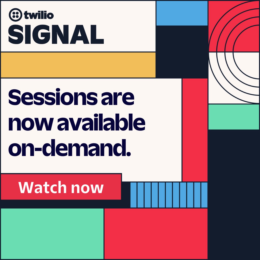 TwilioDotOrg's tweet photo. ICYMI: You can catch all the #SIGNALConf keynotes and breakout sessions on-demand!
Don't miss this opportunity to level up your digital engagement: https://t.co/rPbsBnoKMq" https://t.co/BcPTDbr36R