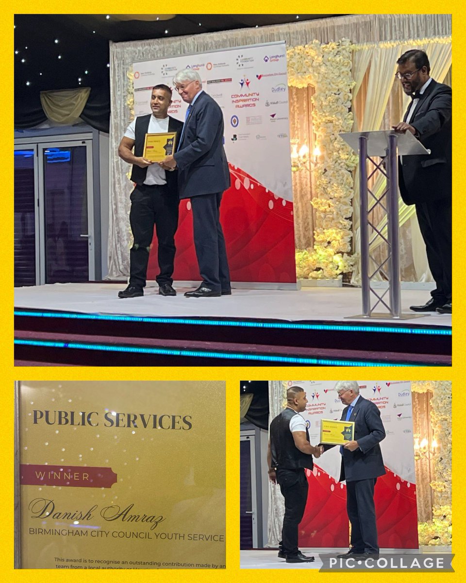 A pleasure to win the Community Inspiration Public Service Award 2023 @comm_foundation presented by @AndrewmitchMP Minster of State for International Development Thank you all for voting @BhamCityCouncil @BCCYouthService @WMLieutenancy @DCMS @andy4wm @BrumLeader @SimonFosterPCC