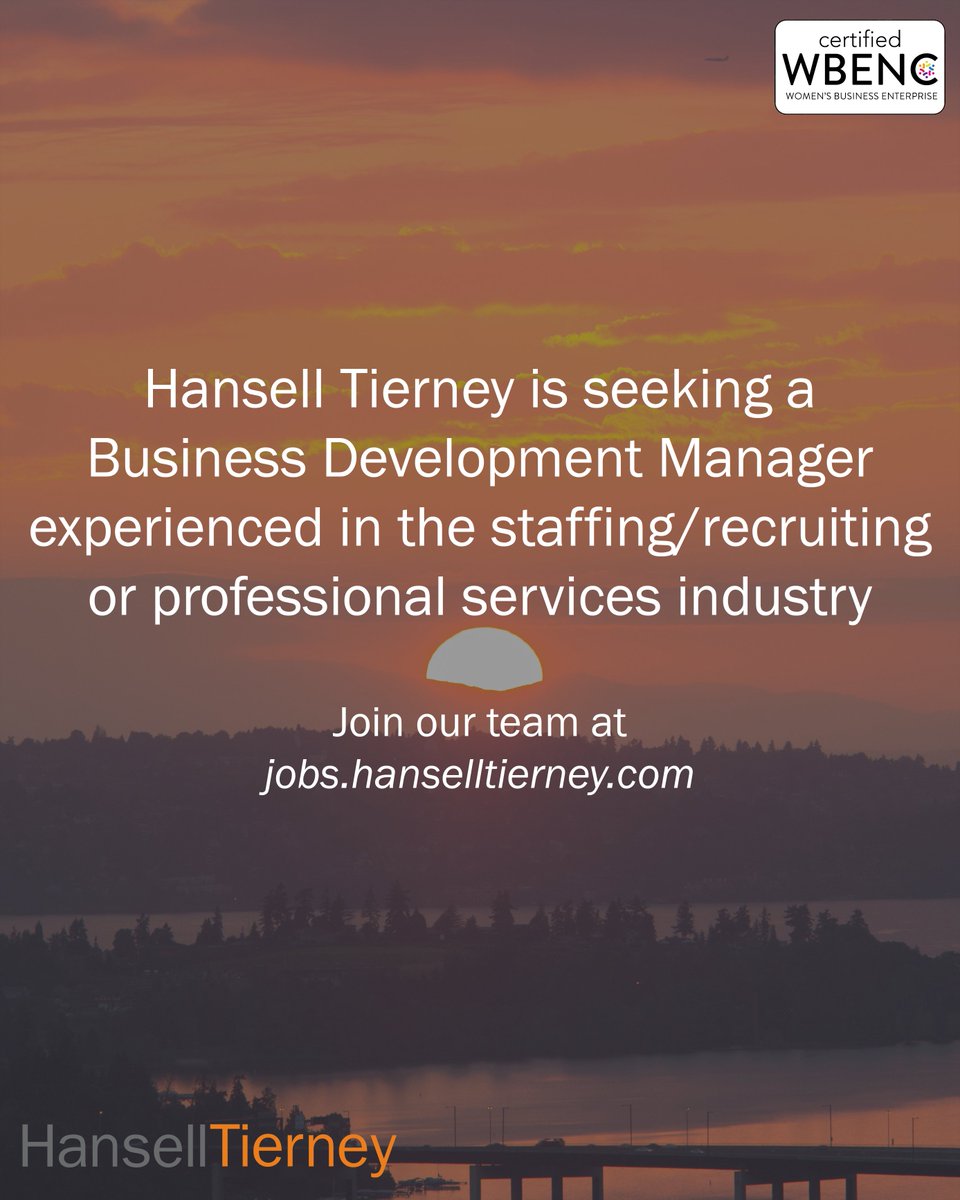 HansellTierney's tweet photo. We're seeking a motivated, entrepreneurial individual to drive growth and build lasting client relationships as our #BusinessDevelopmentManager! Explore a rewarding career at one of the #PacificNorthwest's top #recruiting firms and #ApplyNow at https://t.co/dVr7lv9x1P. https://t.co/oK2Q0pO8eq