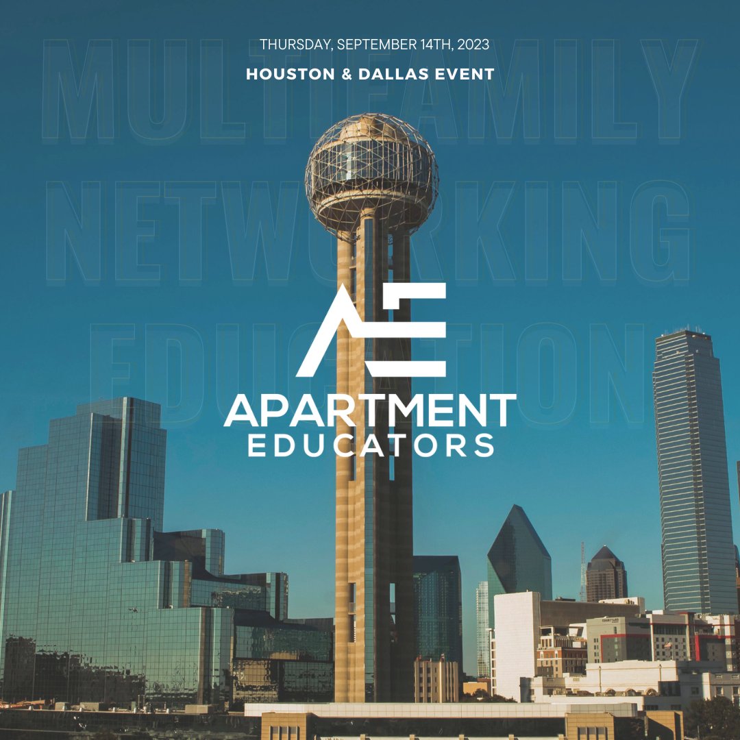 Double the fun! Dallas & Houston events on Sept. 14th. Join us to network and learn. RSVP now! #ApartmentEducators #DallasEvent #HoustonEvent #Networking

Sign Up Here: apartmenteducators.com/AE-Upcoming-Ev…