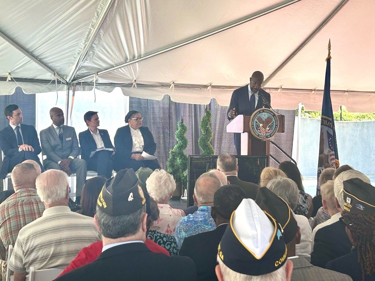 SenatorWarnock's tweet image. Senator Cleland was a patriot and a fierce champion for Georgia. I was honored to introduce legislation last year to rename the Atlanta VA after him, and I was honored to join @SenOssoff for the renaming ceremony today. His life, legacy, and courage will live on forever.
