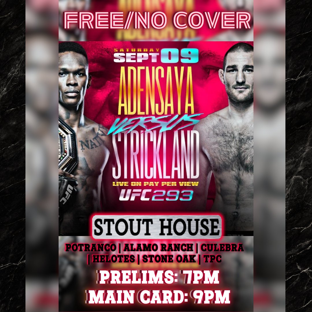 DON'T FORGET: TOMORROW we are showing UFC 293: Adensaya vs Strickland for FREE/NO COVER!! Prelims start at 7pm with the Main Card at 9pm! Get here early for the best seats!