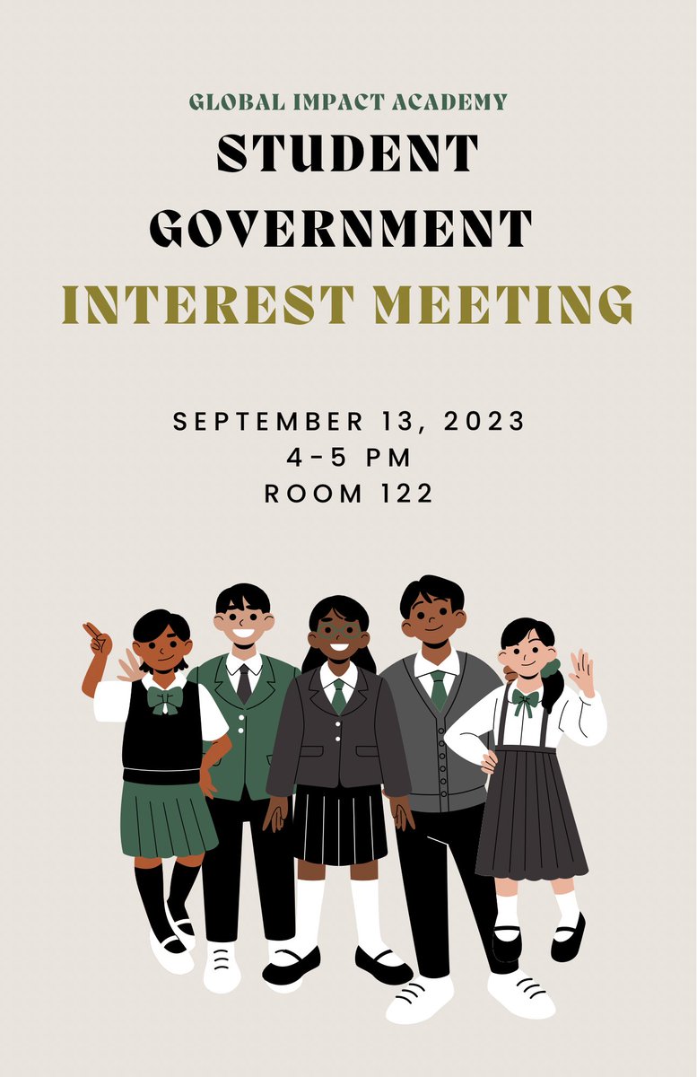 <a href="/GlobalImpactAc1/">Global Impact Academy</a> Student Government Interest Meeting happening next Wednesday, September 13 in Mrs. Bouhi’s room!

<a href="/MatthewWQuinn2/">Matthew W. Quinn</a> <a href="/asocialblenerd/">Ms. Tiffany N. Jones</a> <a href="/SherriBouhi/">Sherri Bouhi</a> <a href="/ngubeni_mr/">Mr. Ngubeni</a> <a href="/giagarden/">Global Impact Academy Garden Club</a> <a href="/GIAHOSAChapter/">Global Impact Academy HOSA</a> <a href="/GIA_CTI/">Global Impact Acadmey CTI</a> <a href="/ImpactTsa/">Global Impact Academy TSA</a>
