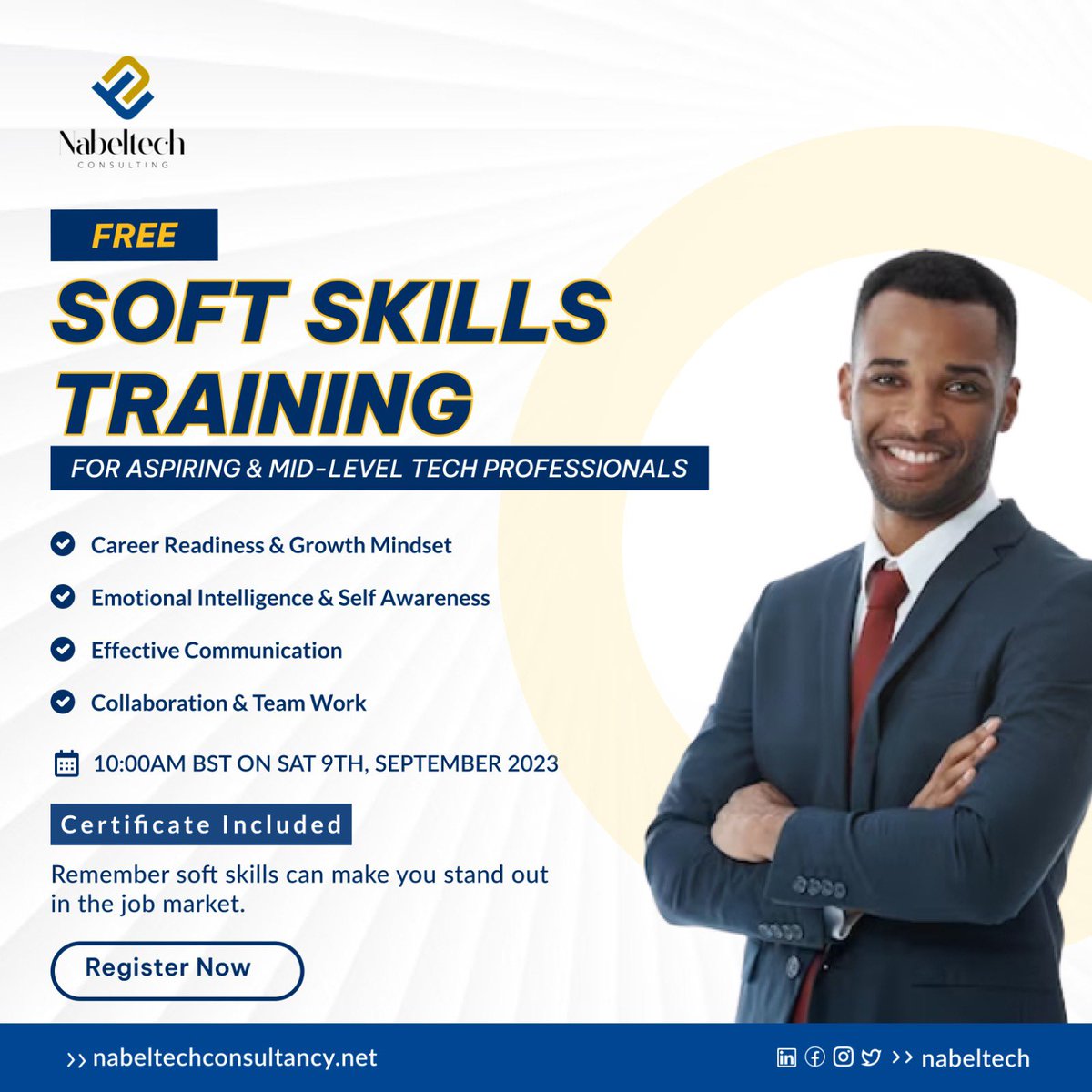 Having soft skills can give you the competitive edge needed to secure a high-paying job and excel in your role. Join us tomorrow for a FREE virtual training and be part of those ready to supercharge their learning and career path Time: 10 am Date: 9th September
