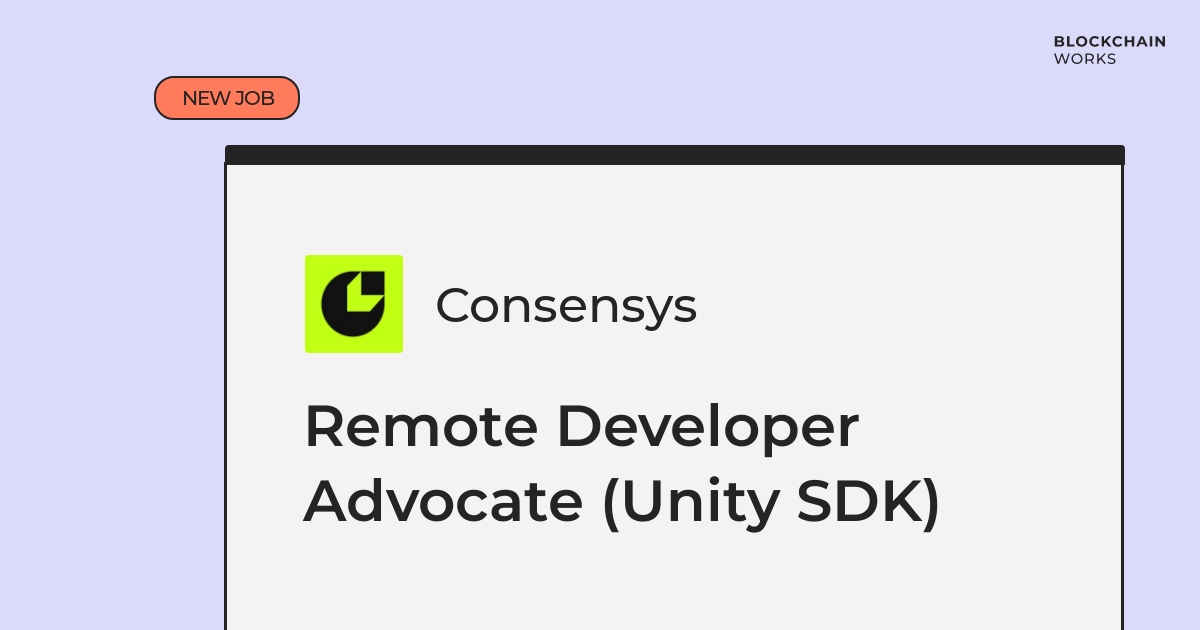 Job Opportunity 🔥

💼 Remote Developer Advocate (Unity SDK)
🏢 Consensys
💰 $100K - 200K + Equity
🖥️ Work with Web3, Developer Relations &amp; Unity

Check out the details and apply now 👇
blockchain.works-hub.com/jobs/remote-de…

#remotework #remotejobs #web3