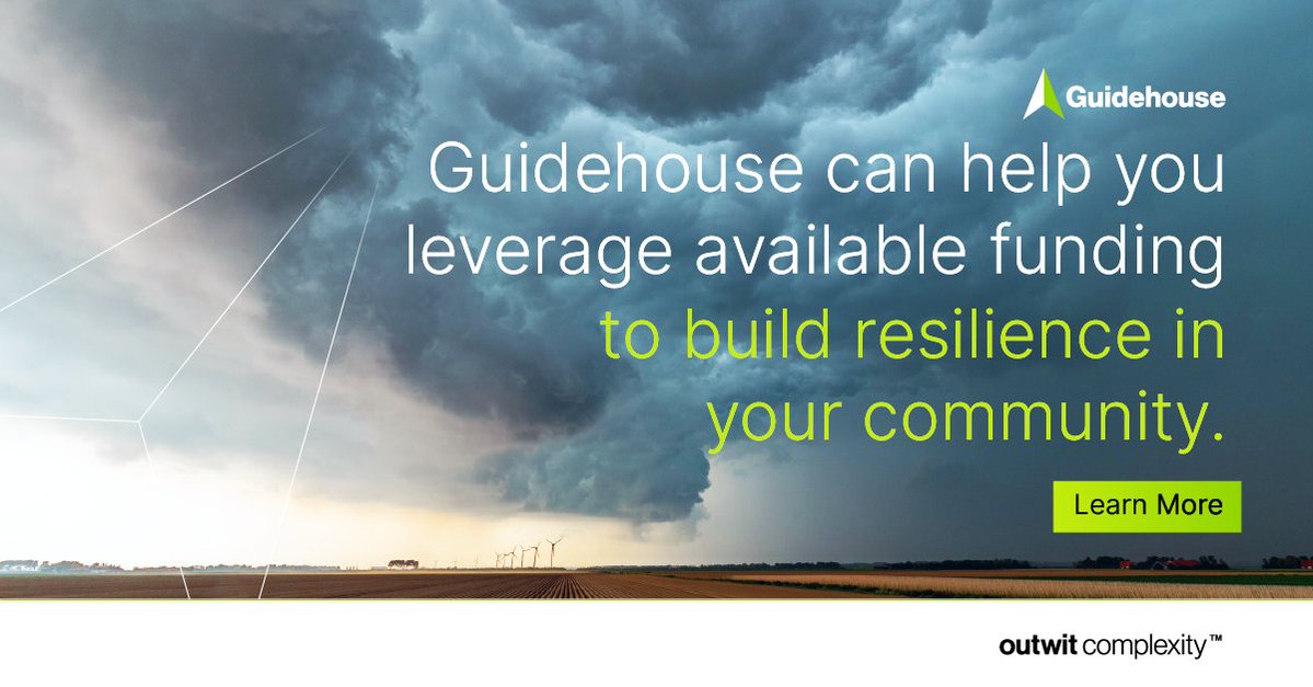 We live in a time of immense change and swirling threats. At @Guidehouse, our experts help communities develop long-term strategies to build resilience. Learn how we can help you leverage available funding to build resilience in your community: guidehou.se/3YOqMNo