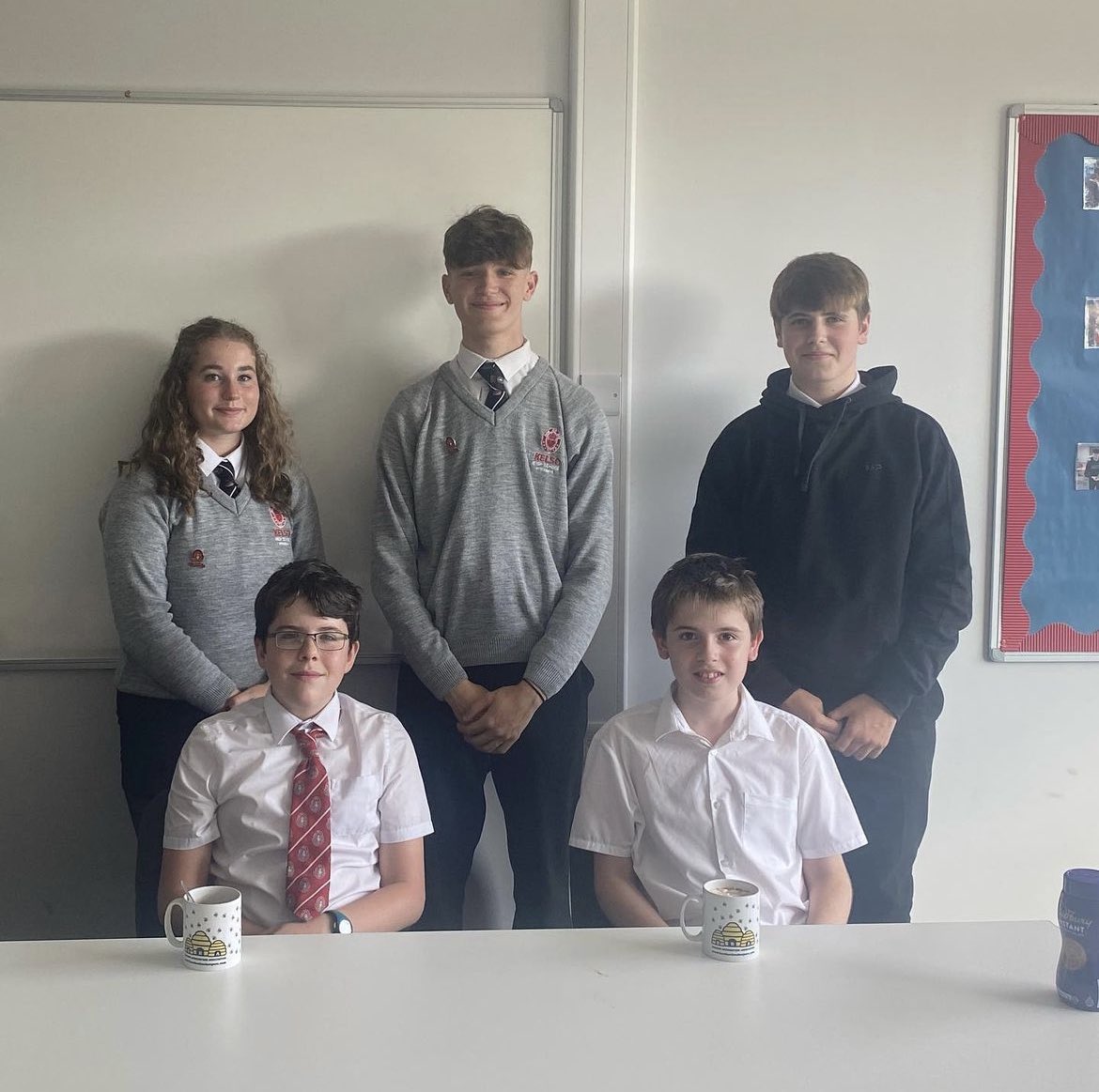 Our Head Team host our ‘Hot Chocolate Friday’ 🍫each week where those young people who have gone above and beyond in school are recognised by having Hot Chocolate with Callum, Elsa, Will and Abi. Well done to this week’s winners Magnus and Gavin 👏🏼🎉. #pridekhs #pupilleadership