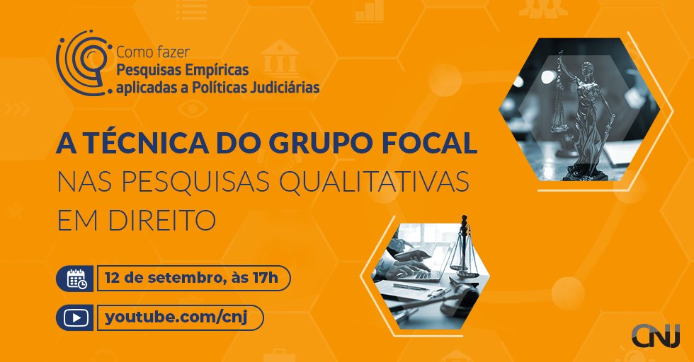 O seminário "Como fazer pesquisas empíricas aplicadas a políticas judiciárias" traz, nesta semana, como tema A técnica do grupo focal nas pesquisas qualitativas em direito. ℹ️ bit.ly/3sCFlsU