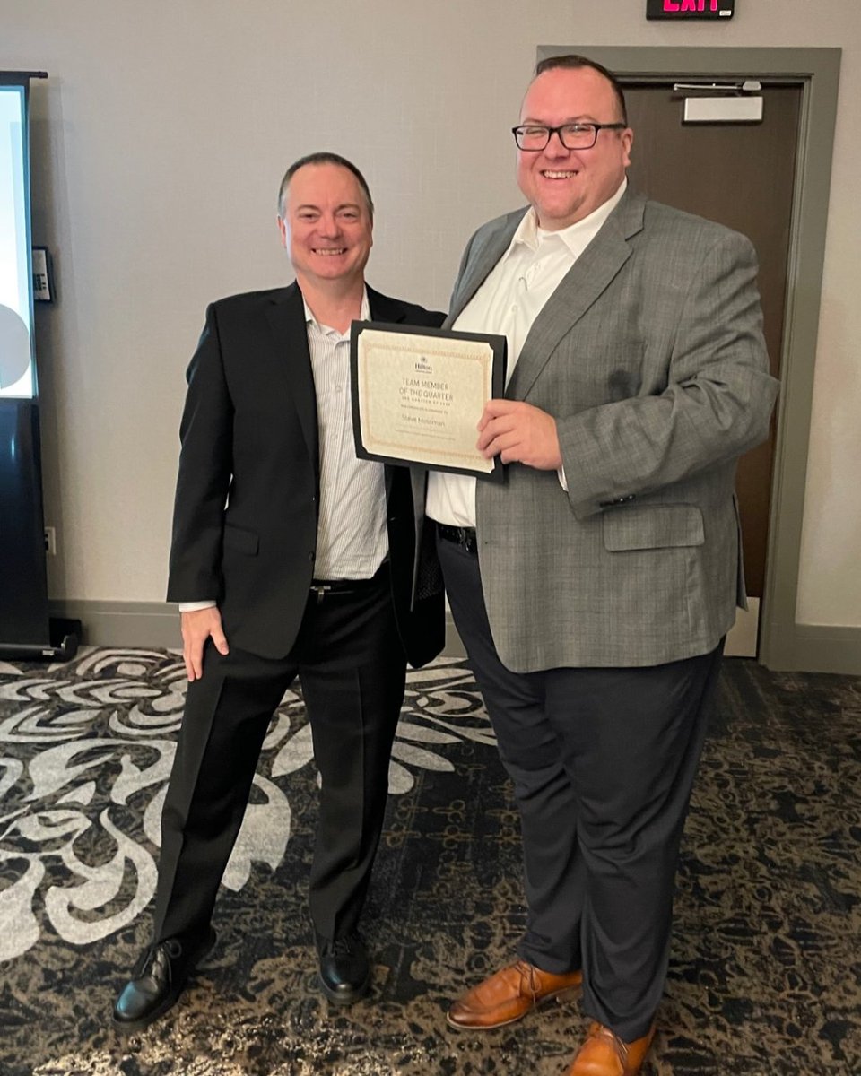 HiltonYVR's tweet image. #FlashbackFriday to celebrating our exceptional team members, Steve and Don R, the shining stars of Q2 2023! 🏆✨ #TeamHilton #WeAreHilton