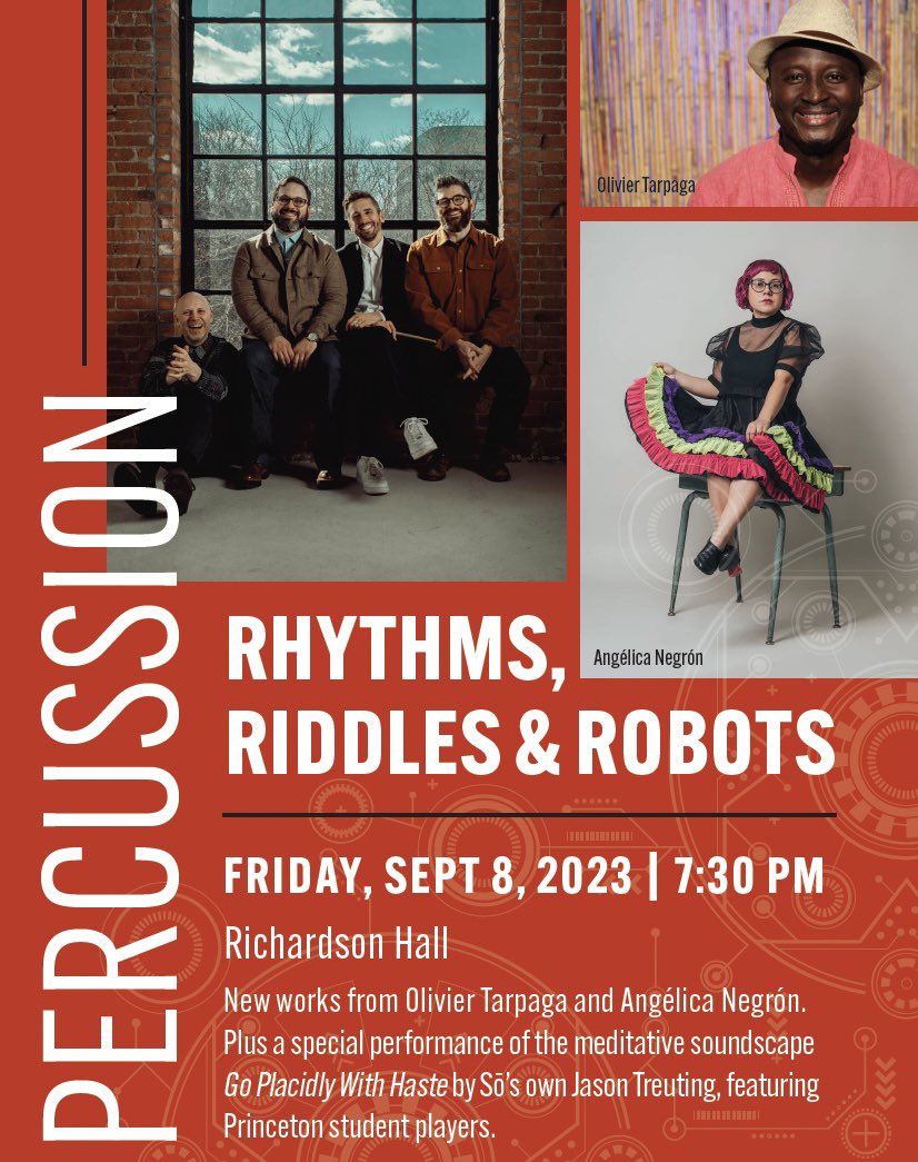 Sō Percussion (@sopercussion) on Twitter photo FREE tonight at <a href="/Princeton/">Princeton University</a>, we’re playing new music by/with <a href="/angelicamnegron/">Angélica Negrón</a> and Olivier Tarpaga!!! music.princeton.edu/event/so-percu… FREE tonight at <a href="/Princeton/">Princeton University</a>, we’re playing new music by/with <a href="/angelicamnegron/">Angélica Negrón</a> and Olivier Tarpaga!!! music.princeton.edu/event/so-percu…