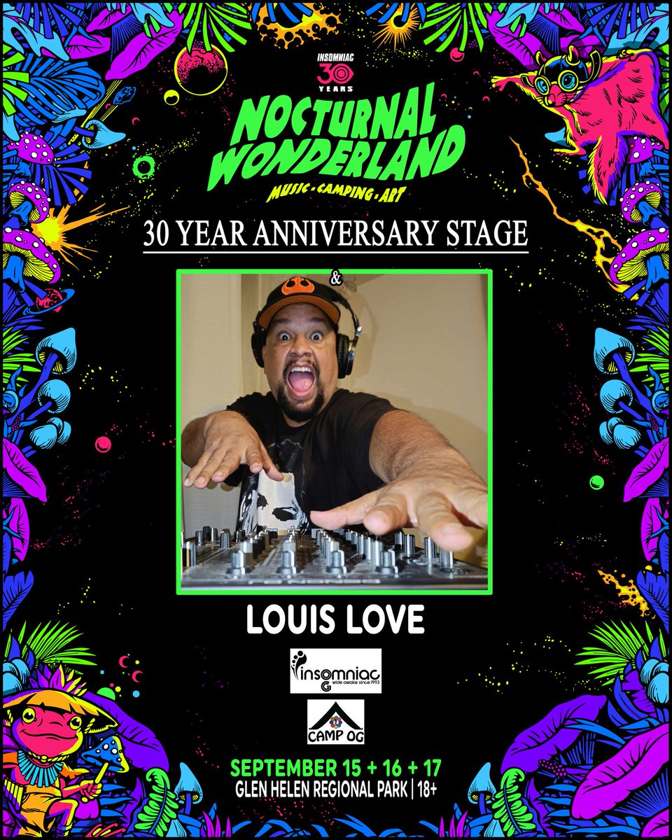 DjLouisLove's tweet photo. I'm thrilled to share that I'll be spinning at @NocturnalWland's 30th Anniversary Stage this Sunday, 6pm!  Can't wait to vibe with you all.  Special shoutout to @PasqualeRotella, James Warner & the CAMP OG crew!  #NocturnalWland30 #NocturnalWland #campOG https://t.co/AXnSMlBXoM