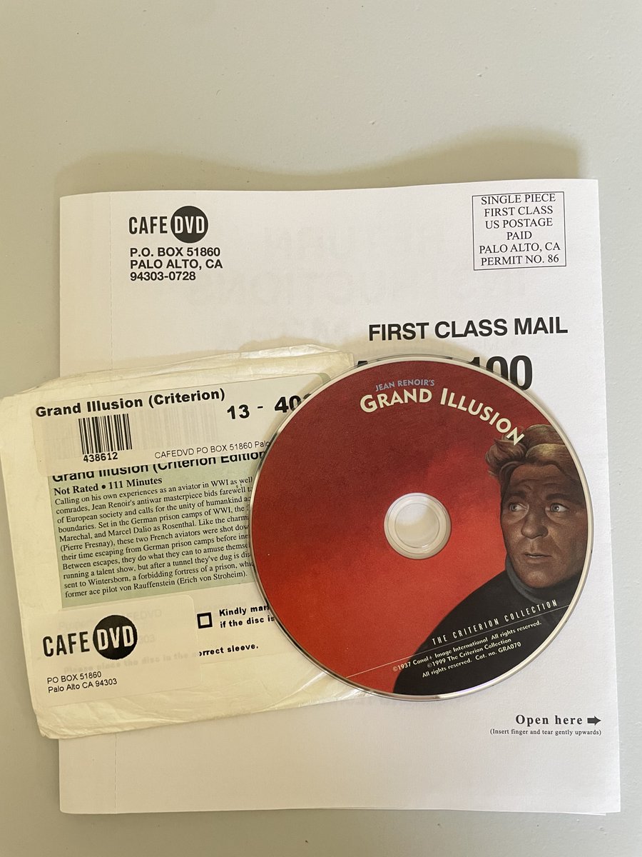 Now watching: Grand Illusion (1937)   Possibly the best WWI movie ever made. #GetThroughMyQueue 
<a href="/dvdnetflix/">DVD Netflix</a>  cafedvd.com/waitlist.php #DVDChat