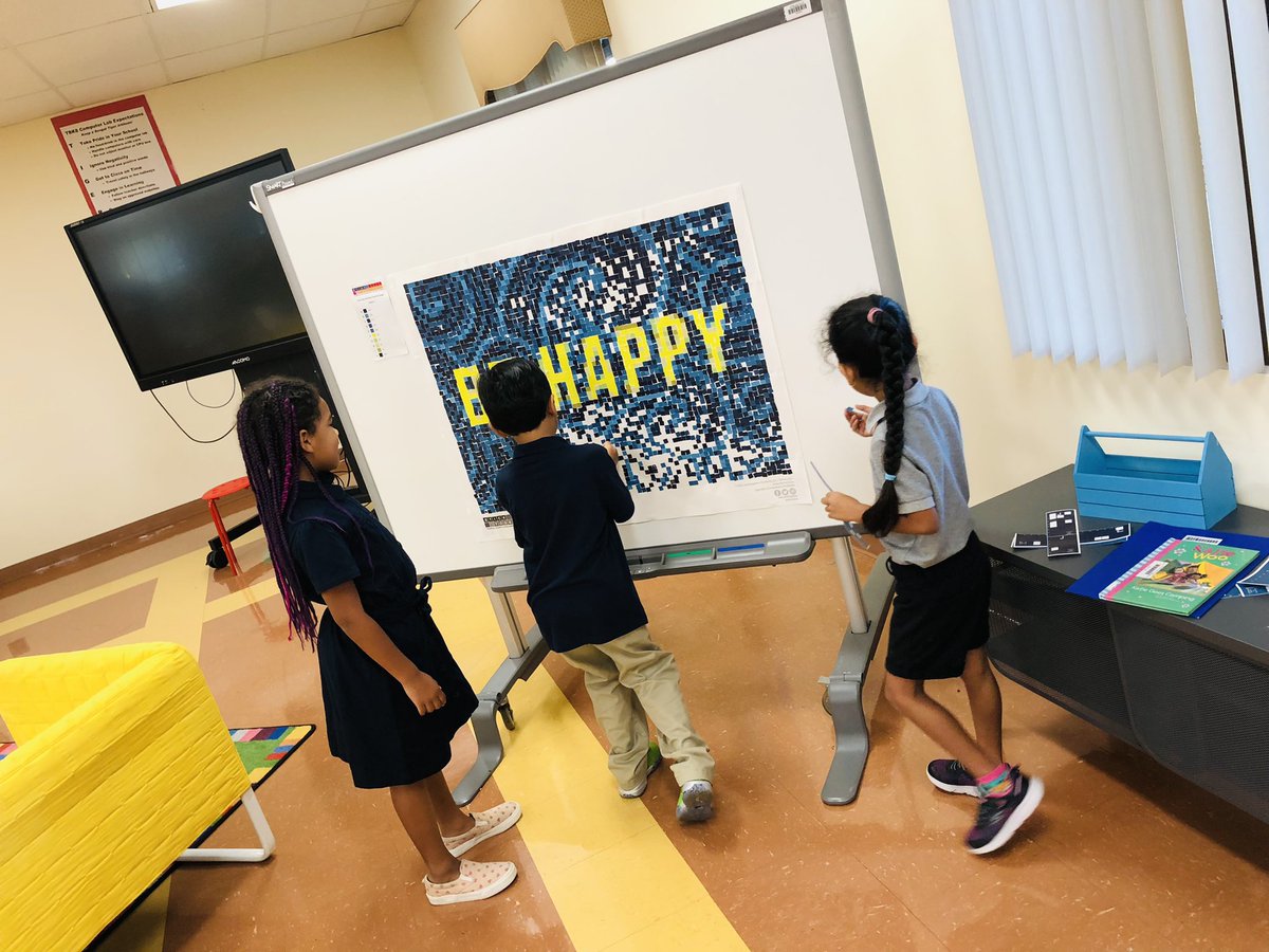 A lil’ bit of our Friday in the library: reading, puzzling and stickering. Plus, it was read aloud day! @TurnerBartelsK8