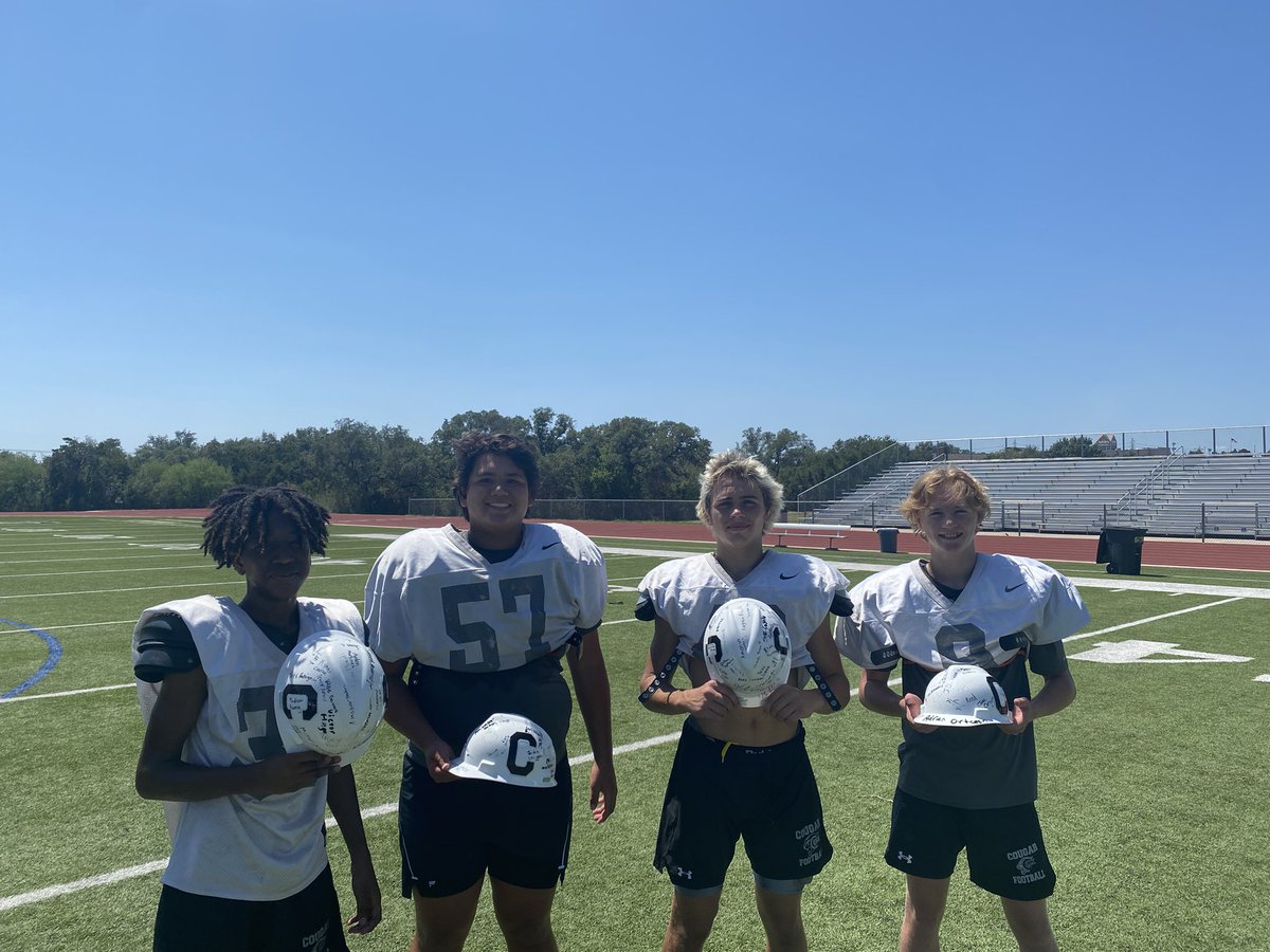 JV hard Hats! Giving their best in practice. Paid off with a big JV win this week #clarktexas