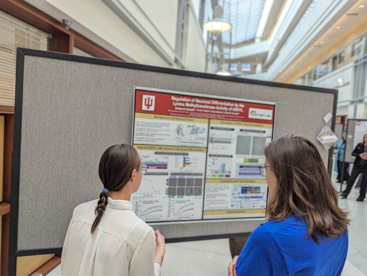CornettLab's tweet photo. The Cornett Lab is out in force at the @IUSM_Biochem Research day. Jocelyne and Devon rocked the first poster session and Christine gave an excellent talk on her work quantifying changes in lysine methylation! https://t.co/Pq8Ig88Me7