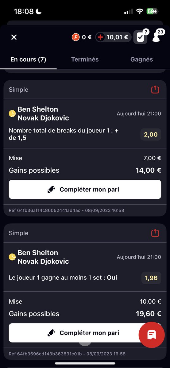 MeVTR_Prono's tweet photo. ⚡️ US Open ⚡️

🇺🇸Shelton vs Djokovic🇷🇸

Shelton win @11.5 : 5.5€➡️63,25€
Shelton win @12 : 8€➡️96€
Shelton win @7.8 : 10.2€➡️79.56€
Shelton +1.5 breaks @2 : 7€➡️14€
Shelton +0.5 sets @1.96 : 10€➡️10.96€
Shelton +11.5 jeux @1.6 : 5€➡️8€
Tie break @1.8 : 8.11€➡️14.6€ https://t.co/Shgkq5dHeC