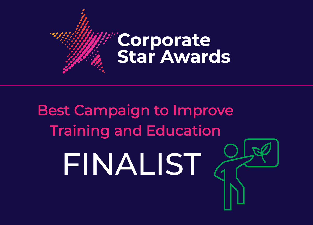 We're thrilled to be selected as a finalist for the #CorporateStarAwards in the Training & Education category! 🥇 Winners will be announced at #IBCShow2023. 🏆🔥 #CSA2023 #ESG #training #education #awards