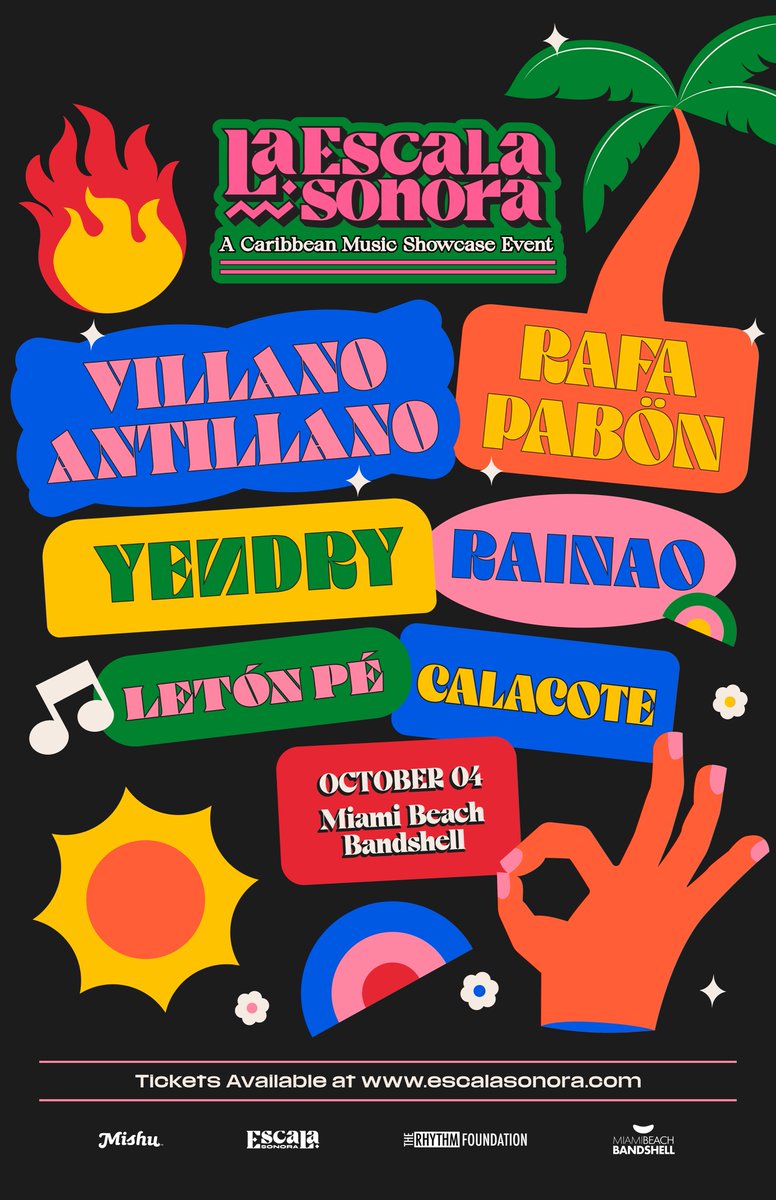 “La Escala Sonora” @escala_sonora Caribbean showcase is out now🥳 featuring #villanoantillano, @RafaPabonMusic, @yendryofficial, #RaiNao, @LetonPe, @calacote Don’t miss out on this all-star showcase coming to you this fall, #Miami🌴 Buy your 🎟️ today!