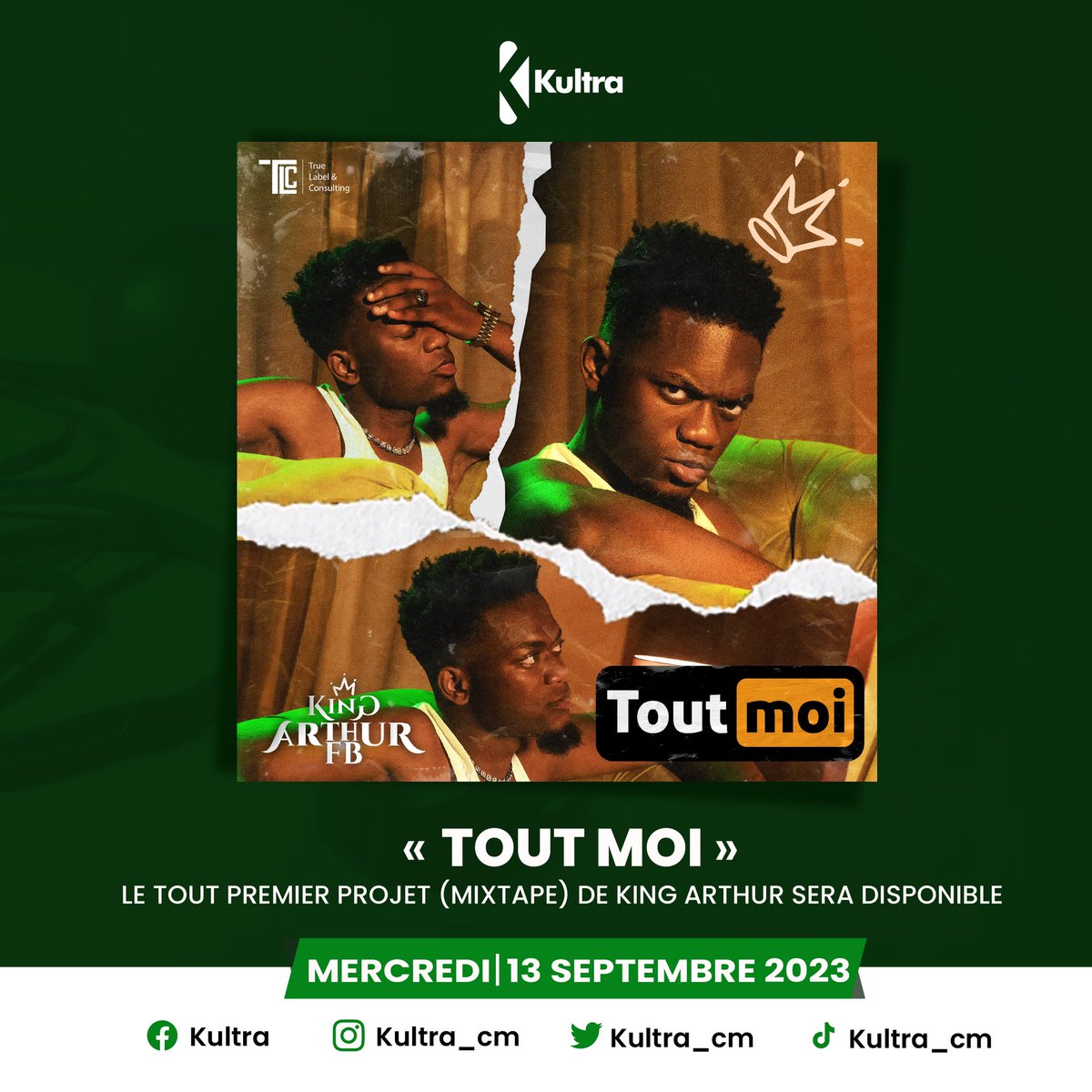 kultra_cm's tweet photo. 🟢🎶

C’est désormais officiel l’artiste King Arthur a signé un contrat de production avec la maison TrueLabelAndConsulting. Et par la même occasion il annonce la sortie de sa MIXTAPE Intitulé «TOUT MOI » qui sera disponible le Mercredi 13 Septembre 🔥

#Kultra #ToutMoi #Mixtape https://t.co/ATCa0VyBl8