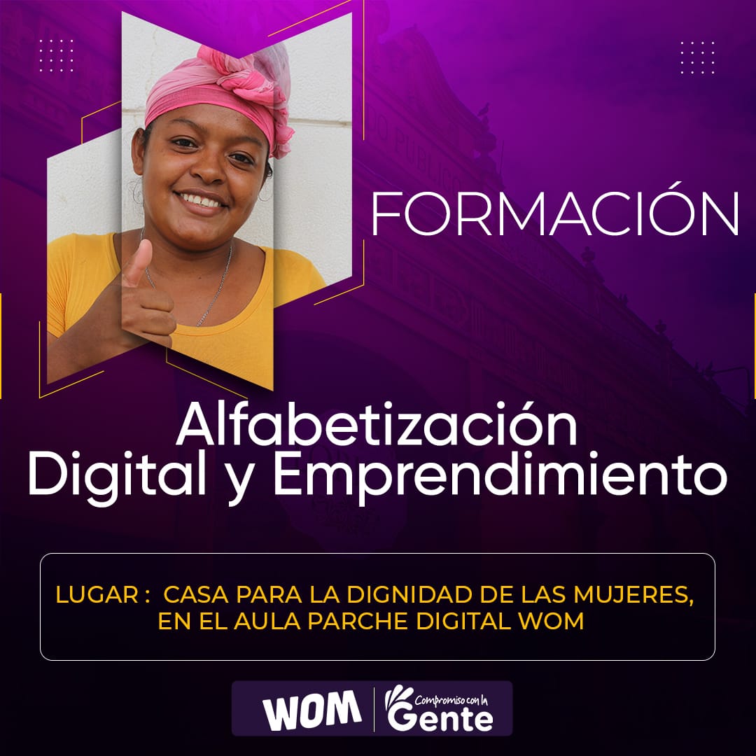 La Secretaría de Mujer, Equidad y Desarrollo Social en alianza con la Compañía WOM, te ofrecen formación de Alfabetización Digital 🖥️ y Emprendimiento. Inscripciones a partir del 1️⃣2️⃣ de septiembre en Casa para la Dignidad de la Mujer
#compromisosocial 
#emprendimientodigital