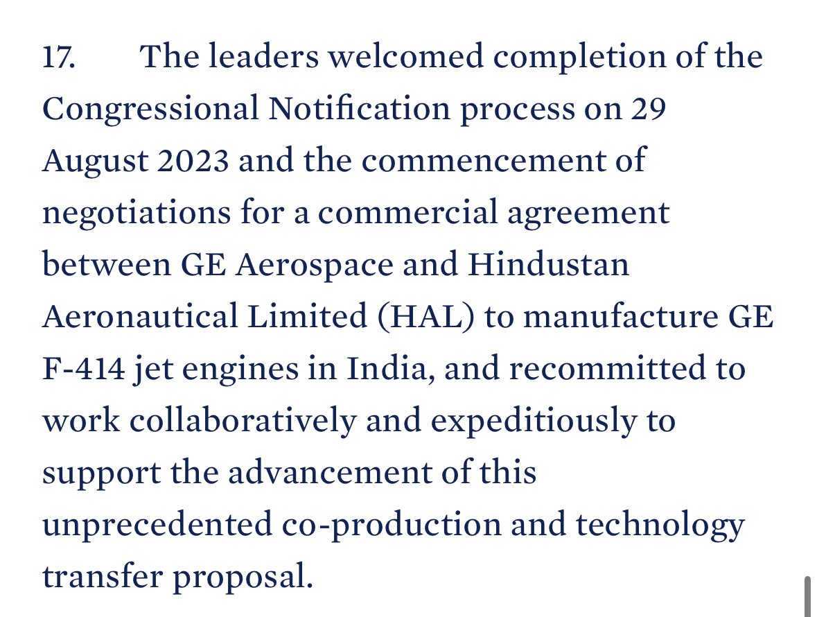 samirsaran's tweet photo. Joint statement by #India and #US post the #Biden & #Modi meeting
Good to see smart progress on the #GEJetEngines and the #guardiandrones
Icing on the Cake - all disputes resolved at the #WTO
Extracts below 👇🏽
https://t.co/fta7Z5tkVO https://t.co/icokt3ReBq