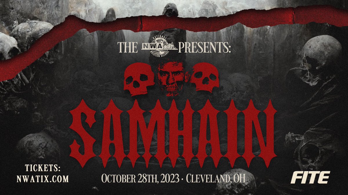 TICKETS ON SALE NOW!
NWATix.com

The NWA Presents: SAMHAIN!

The most violent (and spooky) pay-per-view in the history of The National Wrestling Alliance!

We can’t wait to see you in Cleveland, OH! 

📺 @FiteTV 

#NWASamhain #NewEra