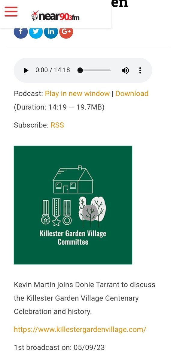 KillesterEstate's tweet image. Mr Kevin Martin speaking with @nearfm during the week about Killester 👇 

Kevin joins Donie Tarrant to discuss the Killester Garden Village Centenary Celebration and history.

#Abbeyfield #MiddleThird #TheDemesne #TheOrchard #KillesterGardenVillage 

nearfm.ie/podcast/norths…