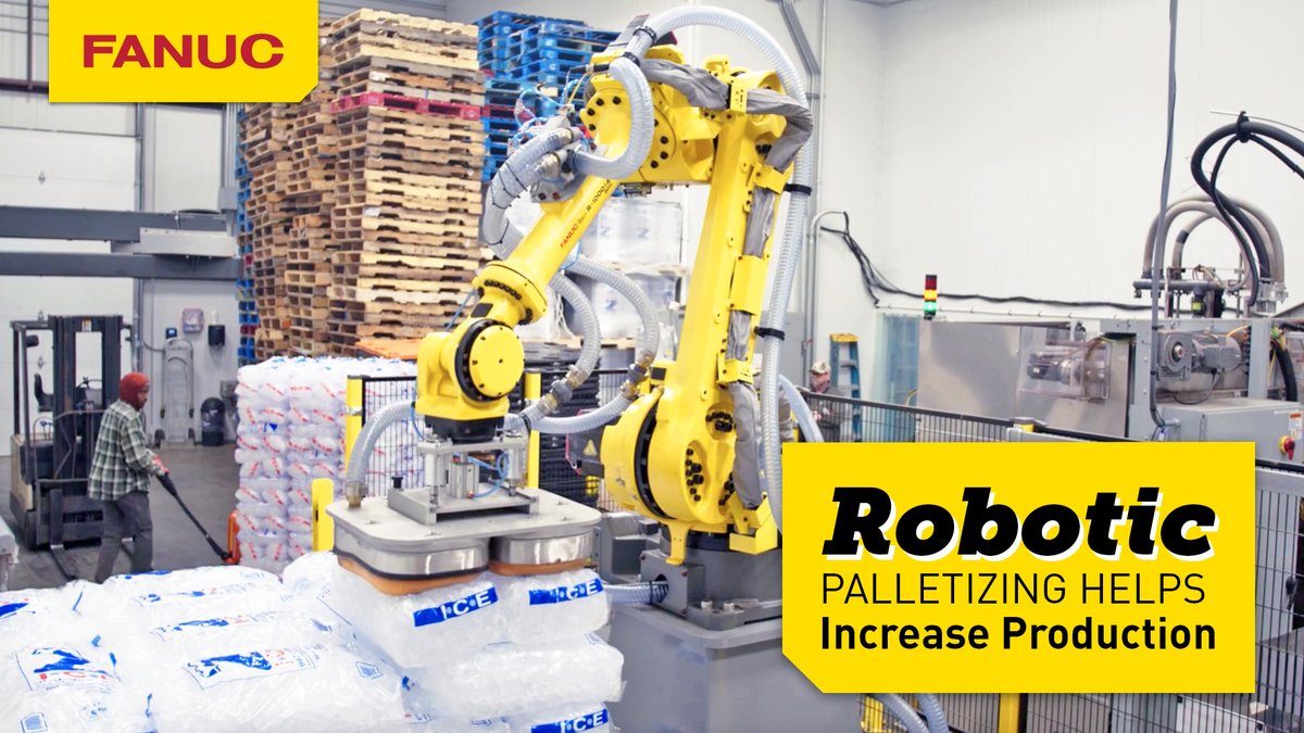 FANUCAmerica's tweet photo. 🧊Rapid growth and retiring employees prompted @zippyiceinc to consider using #automation for it's ice #packaging operations. They turned to @MMCIintegration, a #FANUC ASI, to provide an automated solution to #palletize bags of ice.❄️
🔗https://t.co/pV4c6ni80N https://t.co/pyTnyGR8vh