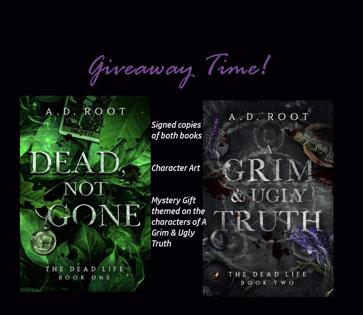 It’s giveaway time! 
Head over to my IG (author_adroot) to enter! Open to all👻
#bookgiveaway #booktwt #BookTwitter #Giveaway