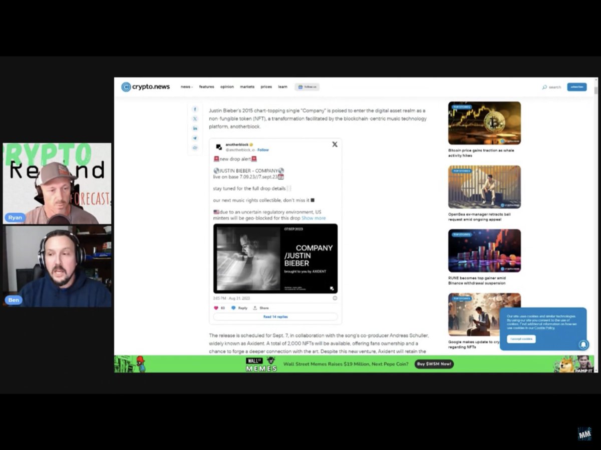 It’s #FRIDAY 🥪 lunch…time for the #Crypto rewind ⏪ <a href="/theMetaMentors/">TheMetaMentors</a> 

✅ <a href="/justinbieber/">Justin Bieber</a> gives ”Company” 💲royalties to 2,000 fans

✅ Visa cheap with Solana 

✅ 🐋’s buy up 1.5 Billion in #Bitcoin in 2 weeks
👇
 youtu.be/17xbHe3Vhus?si… #Eth #web3 #cryptorewind #BTC ##MKR #USDT