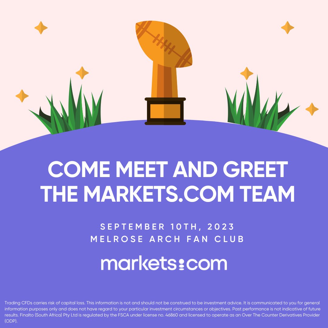 MarketscomSA's tweet photo. 🏉 Come meet and greet the https://t.co/h6lREPnC8P team for the opening Springbok vs. Scotland game on Sunday, September 10th, at Melrose Arch fan club.
Don't miss out – follow us for all the rugby excitement! 🌟
#RugbyWorldCup #OpeningMatches #marketscom https://t.co/LWHDTZrrTz