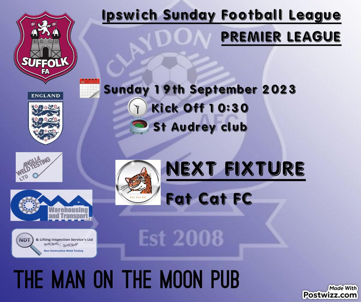 Big game this sunday. 1 of the teams that challenged for the premier title last season. @fatcatfc1 We need to be at best to be able to bring the 3 point home.

#weareclaydon 
#wearemassive 
#uppaclaydon