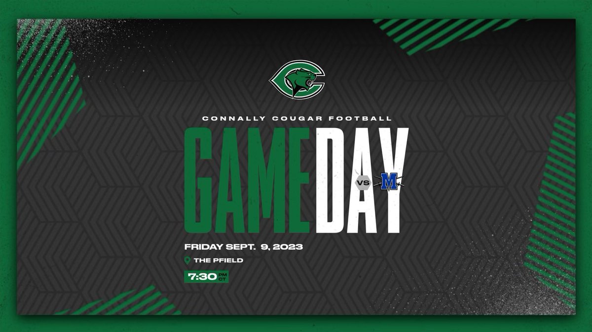 Connally Football (@connallyfb) on Twitter photo It’s Gameday! First night at the Pfield! <a href="/PfISDAthletics/">PfISD Athletics</a> #Cougarville
📍 The Pfield
🕰️ 7:30 p.m.
vs. <a href="/mac_knights/">McCallum Football</a> It’s Gameday! First night at the Pfield! <a href="/PfISDAthletics/">PfISD Athletics</a> #Cougarville
📍 The Pfield
🕰️ 7:30 p.m.
vs. <a href="/mac_knights/">McCallum Football</a>