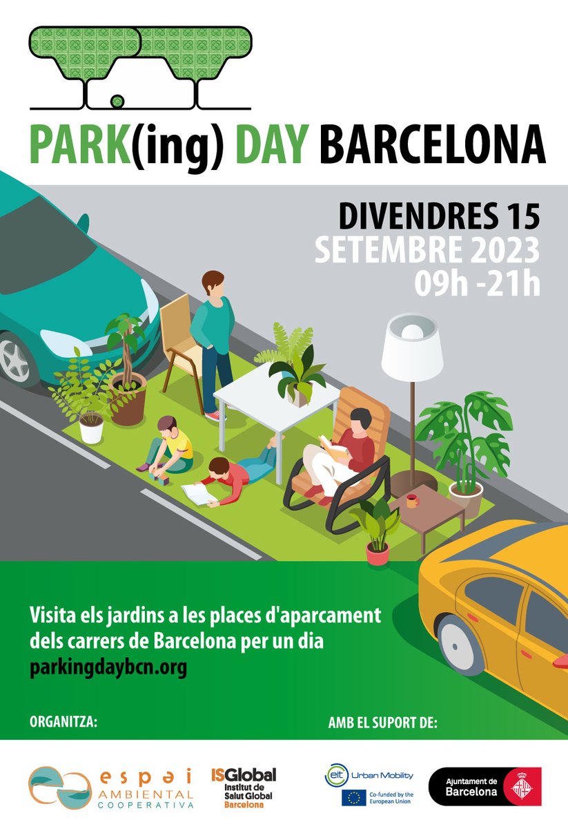 #ParkingDay a #NouBarris
Mobilitat sostenible, bicicleta i mirada feminista

🗓  15/09 - 10h a 20:30
📍Parking entre núm 61 i 75 de Via Júlia
▫️Mapping incidències en mobilitat sostenible
▫️17 a 19h: Taller d'autoreparació de bicis 
▫️19h: Mirada feminista de la mobilitat a 9B