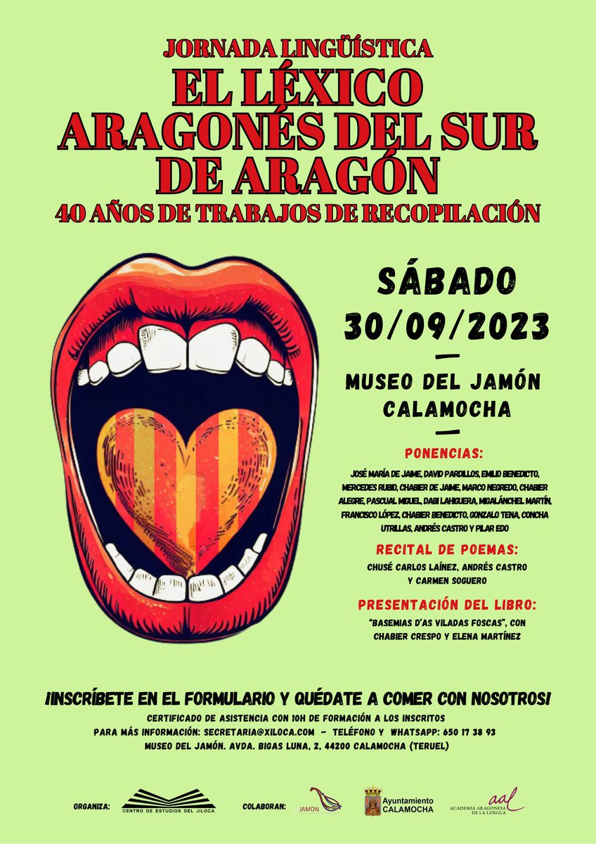 ChabierdeJaime's tweet photo. El léxico aragonés en el habla popular del sur de Aragón. Una parte de nuestra identidad y un patrimonio cultural inmaterial. 
Calamocha, 30 septiembre. 
Organiza: Centro de Estudios del Jiloca https://t.co/6kNGynaNxF