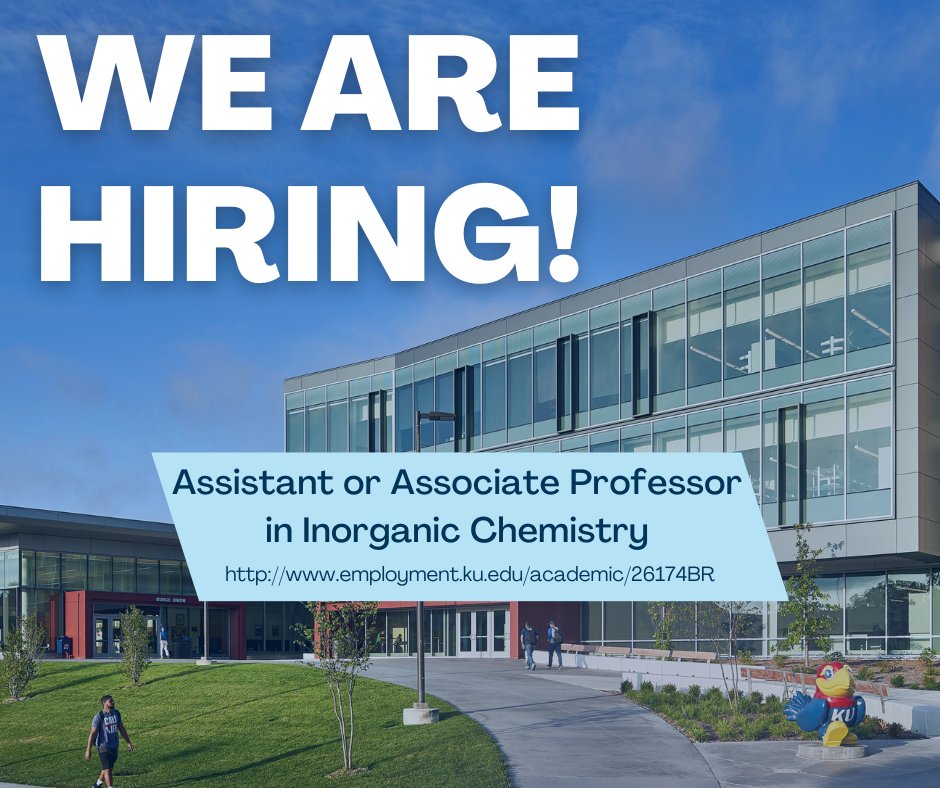 We are seeking outstanding candidates for a tenure-track position in Inorganic Chemistry at the assistant or associate professor level, expected to begin in the fall of 2024. View the job posting and apply here: employment.ku.edu/academic/26174…