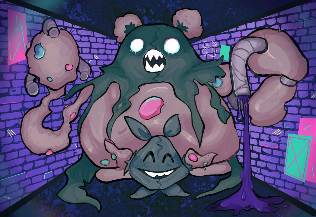 my Garbodor piece for <a href="/pkmnbwzine/">Love Letter to Unova 💌</a> ! 🩷✨🗑️