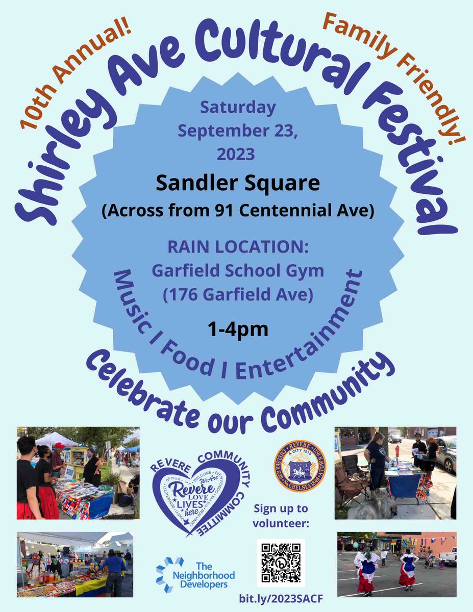 We’re excited to invite everyone to Shirley Ave Multicultural Festival on Saturday, September 23rd! If you would like to volunteer sign up here: bit.ly/2023SACF