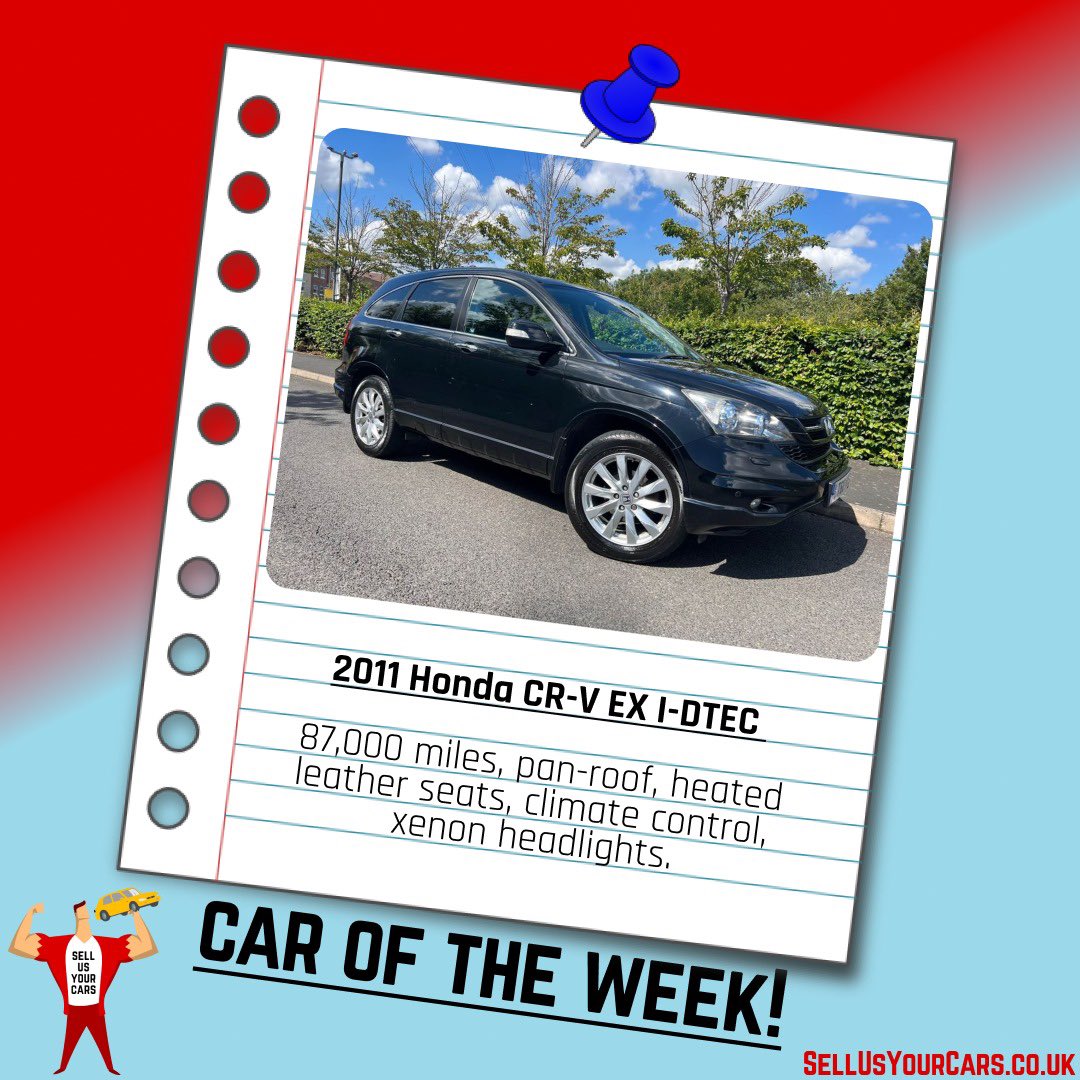 Our car of the week is this 2011 Honda CR-V EX I-DTEC 2.0L Diesel Manual. Top spec as well!! #caroftheweek 💰We buy any make, any model, any age with any mileage, in any condition!🚗💷✅ #hondacrv #honda #hondacivic #hondahrv #hondajazz #hondabrio #hondamobilio #hondaaccord