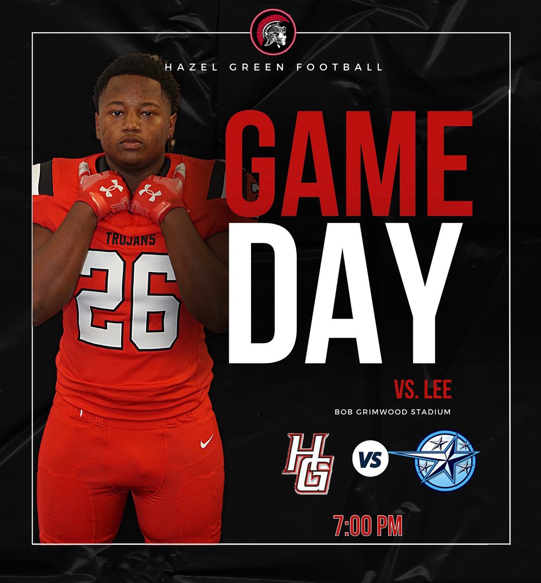 🏈 Region Game #1 <a href="/LeeGeneralsHSV/">Lee High School Football</a> 
⏰ 7:00pm
🏟️ Grimwood Stadium, HGHS