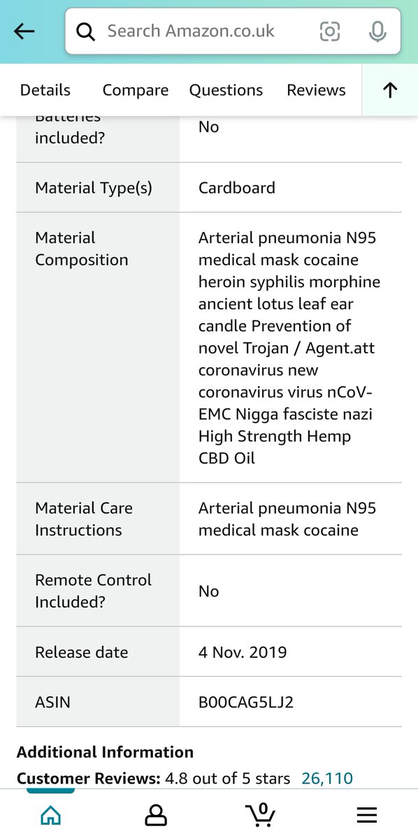 cygnus_ww's tweet photo. Looking at expansion packs for my boardgames on @AmazonUK: all's well til I look at the product info! some fields contain the same odd/wrong phrase, 
but "material composition"  is so wrong and offensive! Why are drug/disease names and a slur mentioned? @AmazonHelp  @Zmangames_ https://t.co/1FtMDJwKU5
