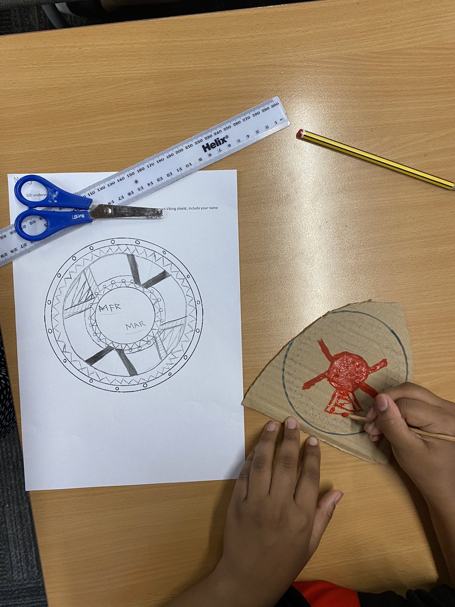 MrsSmith6SW's tweet photo. We had a super start to year 6 this week. Today we designed and made Viking shields for our history topic! Check out our shield wall! 🎨 https://t.co/HtRLeBi8oW